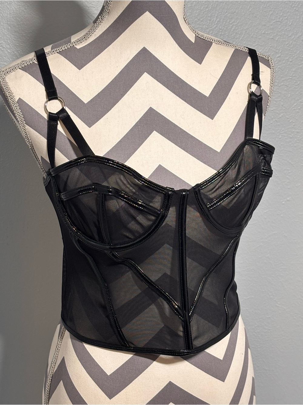 Dolls Kill Black Sheer Mesh Corset Bralette